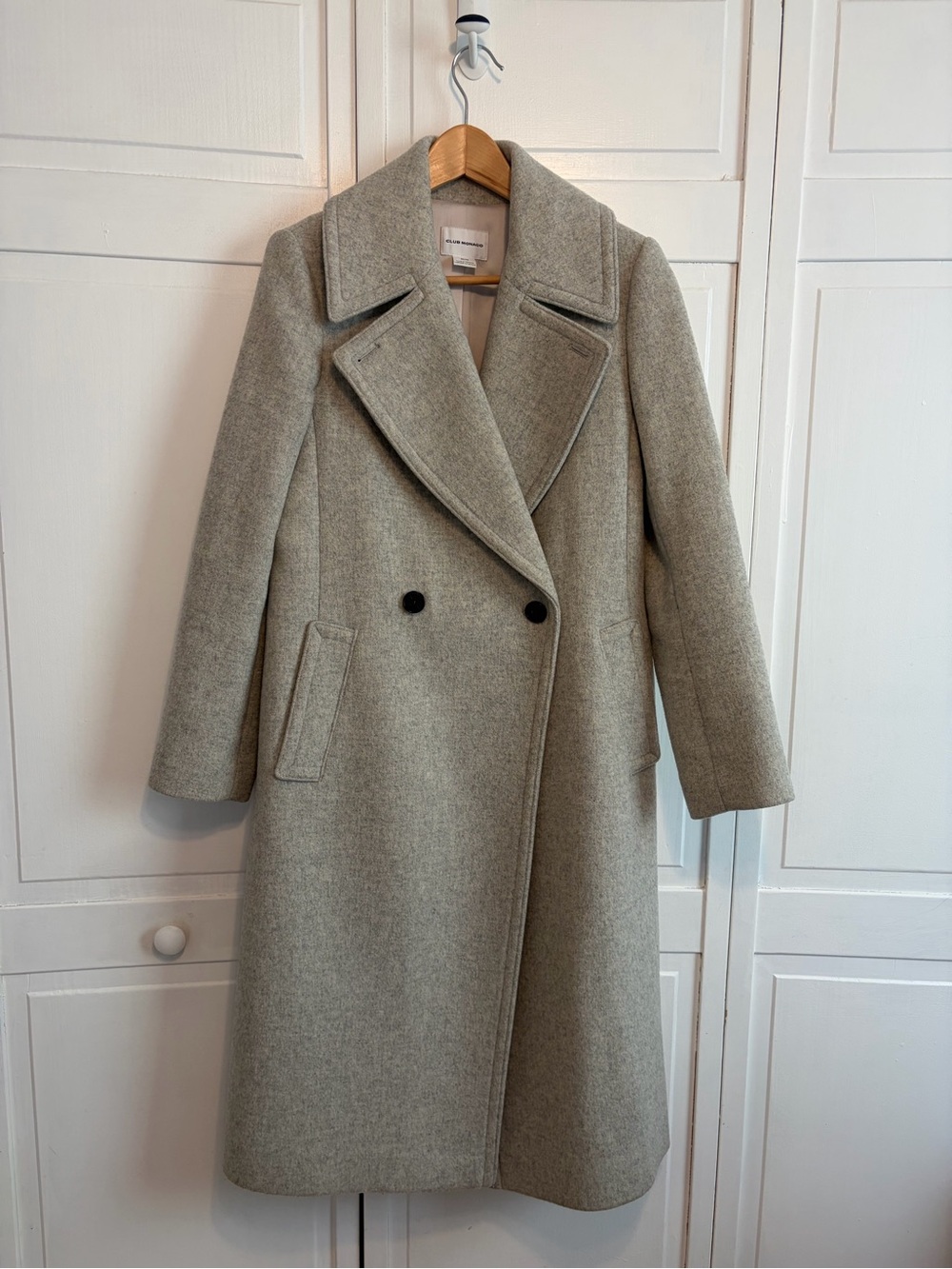 Club Monaco Gray Double-Breasted Wool-Blend Pea Coat